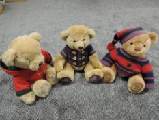 Three modern Harrods Year Teddy Bears, 2000, 2003 and 2004