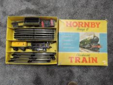 A Hornby 0 gauge clockwork Tank Goods Train Set no45, comprising BR 0-4-0 locomotive, 3 wagons and