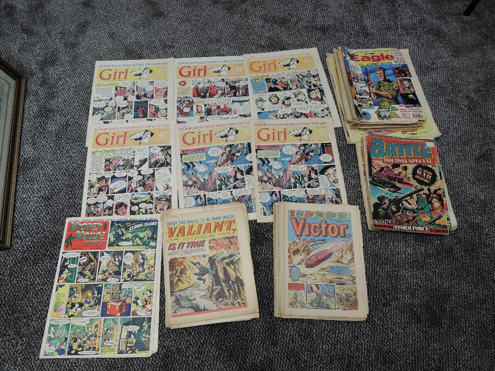 A box of 1950's and later Comics including Girl No3 with Poster, Girl No 4 with poster, Girl No9,