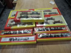 Five Hornby 00 gauge Wagon Packs and four Hornby 00 gauge Carrioages, al boxed
