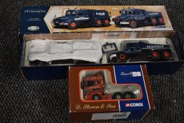 Two Corgi limited edition 1:50 scale diecast, Scania Topline Tractor Unit, D Steven & Son of Wick,