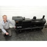 A unique hand made wooden 1:4 scale LMS 0-6-0 Loco & Tender 3435 having lawn mower powered engine,