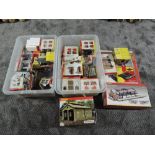 A shelf holding two boxes of Hornby 00 gauge Building and similar Accessories including Station