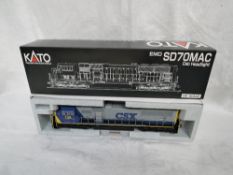 A Kato HO scale EMD SD70MAC CSX Locomotive 734, boxed 37-6408