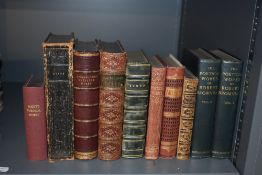 Poetry. A small selection, includes; leather-bound editions of Scott, Longfellow and Byron. (10)