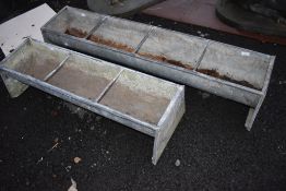 Two zinc sheep or similar feed troughs