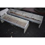 Two zinc sheep or similar feed troughs