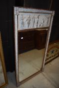 A reproduction part gilt frame wall mirror having Greco Romanesque design , approx. 140 x 74cm