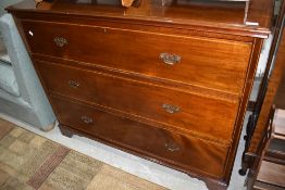 An Edwardian mahogany and inlaid chest of three long drawers , width approx. 122cm