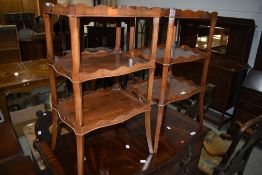 A pair of reproduction yew wood etage/whatnots