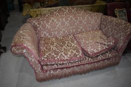 A period style settee having shaped back, width approx. 180cm
