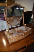 A 19th Century mahogany toilet mirror having drawer base