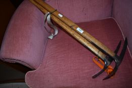 Two vintage wooden handled ice axes