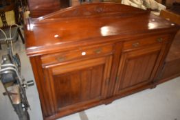 A Victorian mahogany sideboard, aesthetic style handles, width approx. 148cm