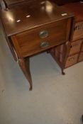 An early 20th Century mahogany and inlaid side table having drop flaps and two frieze drawers