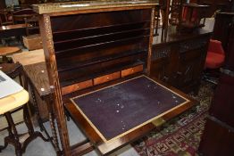A 19th Century Louis XV style Kingswood concealed ladies writing desk having brass gallery to top,