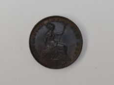 A Queen Victoria 1855 Young Head Copper Half Penny