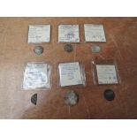 Six Hammered English Silver Coins including 1609 James I Sixpence and 1565 Elizabeth I Threepence,