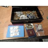 A collection of GB & World Coins in metal cash tin including 1970 & 1977 Year Sets, three Canada