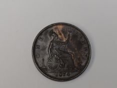 A Queen Victoria Bun Head 1874 Bronze Penny 6H