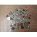 A collection of GB & World Coins including Silver with a 1819 Crown seen along with Tokens etc