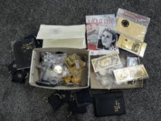 A box of Fantasy Coins and Banknotes along with many capsules and wallets