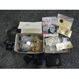 A box of Fantasy Coins and Banknotes along with many capsules and wallets