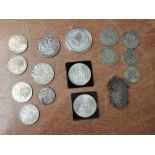 A collection of Silver Coins including 1889 Crown, German Silver Coins, Austrian Silver Coins and