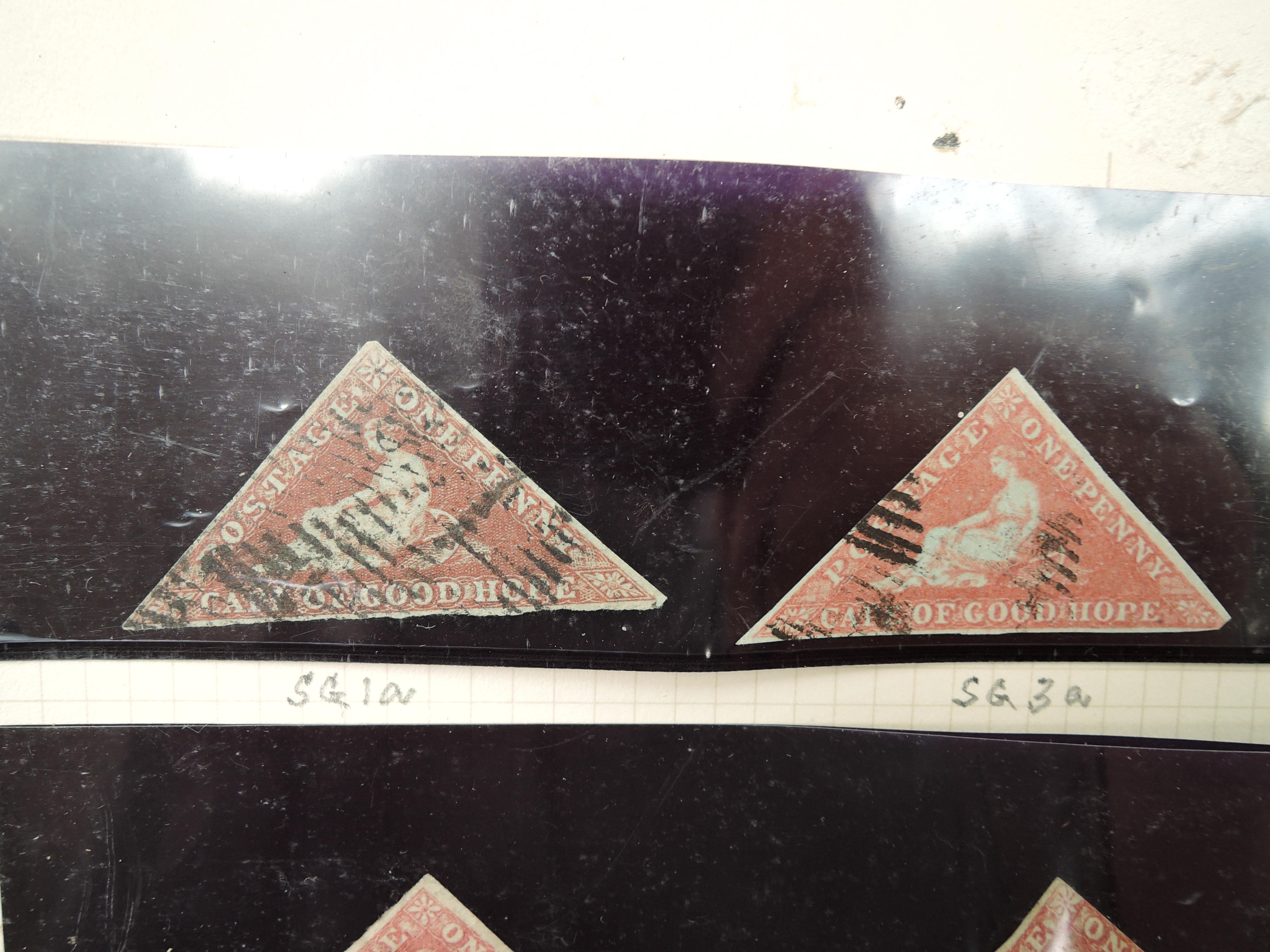 A collection on two pages of South Africa Cape of Good Hope Triangular Stamps, all 31 used, 1853 - Image 2 of 19