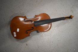 A vintage Violin, labelled J G Murdoch, The Maidstone, in some disrepair, with case and bow