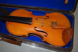 A traditional viola having two piece back , approx 16in, import label for Leslie Sheppard, in part