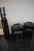 A Yamaha StagePAS500 all in one pa system, and a pair of Musika speaker poles