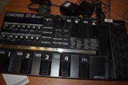 A Boss GT-8 guitar effects processor pedal board, with original BRC adaptor power supply