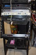 A large selection of rackmounted effects , in trolley, highlights including Layla Echo and Roland