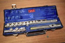 An Elkhardt Germeinhardt plated flute, serial number D60046, in plush lined hard case