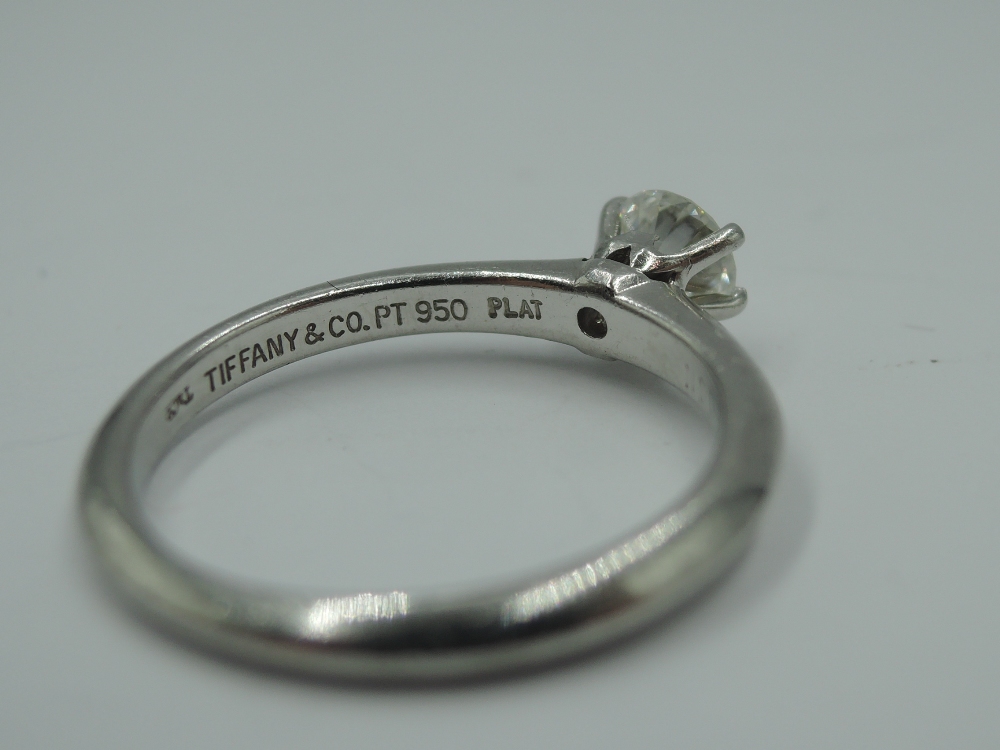 A Tiffany diamond solitaire ring, having a brilliant cut diamond approx 0.38ct VS1, colour grade I - Image 3 of 6