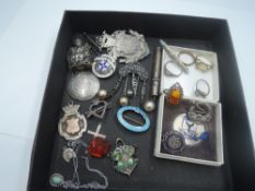A selection of HM silver and white metal jewellery, most stamped silver including Loyal Service