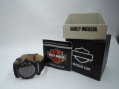 A gent's Ltd Edtn Bulova Harley Davidson wrist watch, model: 78B31 having baton numeral dial with