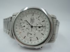 A gent's 1990's Citizen Chronograph WR100 steel wrist watch no: 410020 having baton numeral dial