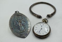 A small silver top wound pocket watch by Langford of Bristol, no:255771, having Roman numeral dial