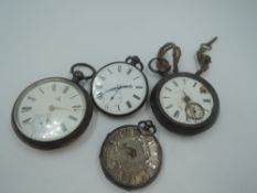 Three HM silver pocket watches including two of Kendal interest, and a white metal pocket watch, all