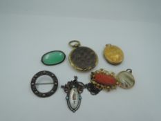A small selection of white and yellow metal jewellery, some testing as gold, one stamped silver,