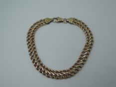 A rose gold fancy link bracelet stamped 375, approx 4.5g
