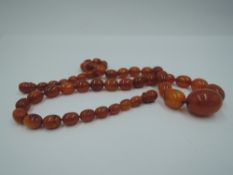 A short string of graduated butterscotch amber oval beads, having broken barrel clasp, approx 14.3g