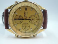 A gent's Seiko Quartz Chronograph gold plated wrist watch model 7T32-7830, no:193923 having baton
