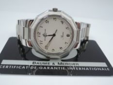 A gent's steel watch by Baume Mercier, model Riviera no: MV045163. 2782428 having Arabic numeral