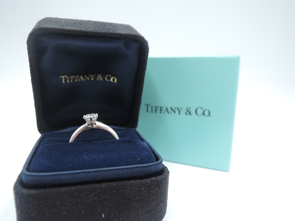 A Tiffany diamond solitaire ring, having a brilliant cut diamond approx 0.38ct VS1, colour grade I - Image 5 of 6
