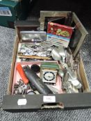 A selection of hardware and cutlery including selection of furniture keys