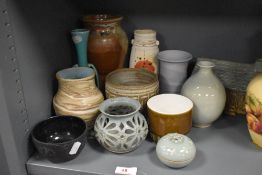 A selection of studio pottery including John Kershaw, Poole Wedgwood etc