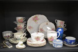 A part tea service by Taylor and Kent and similar ceramics including Wedgwood Jasperware